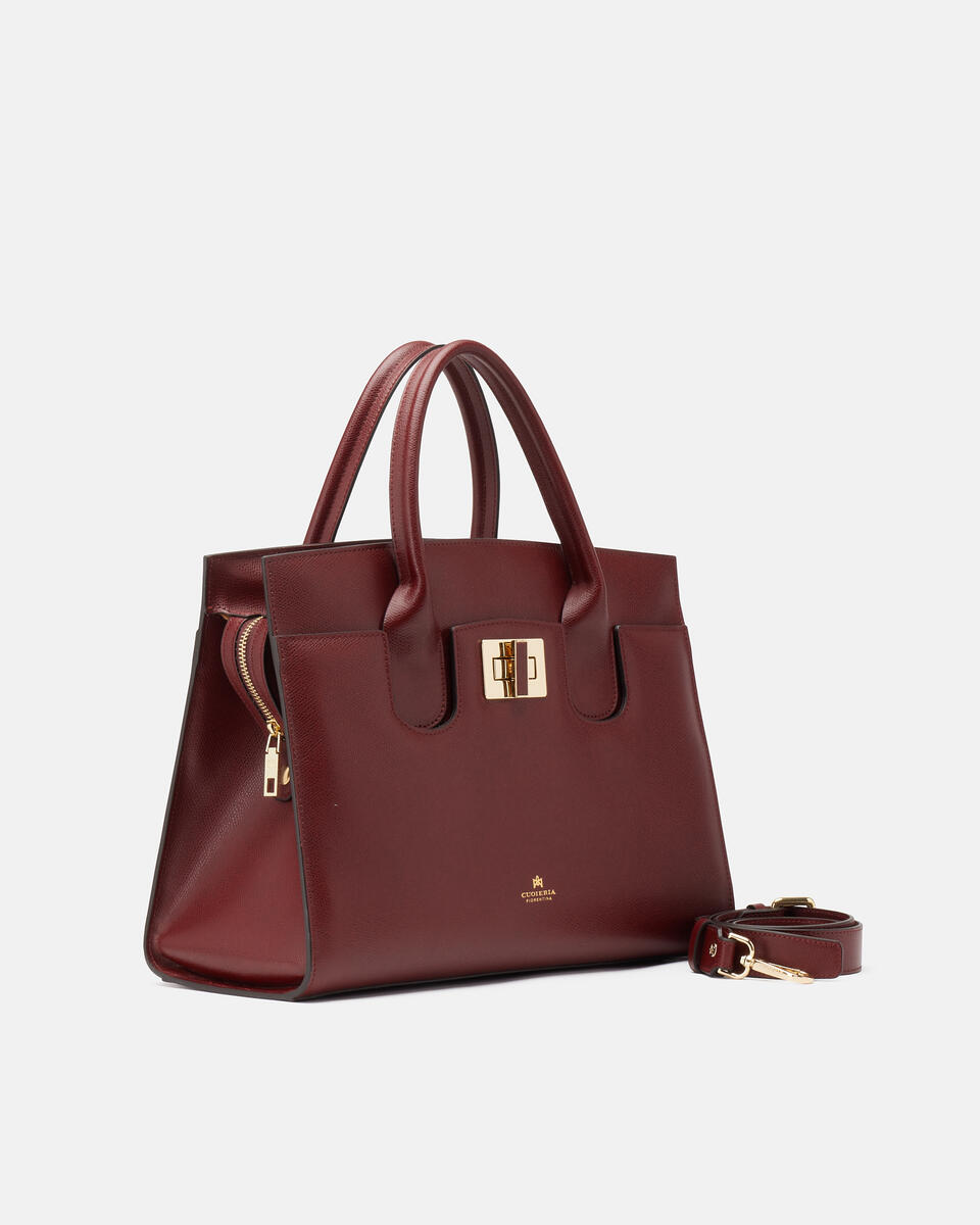 Bella large tote bag con accessorio metallo Bordeaux  - Tote Bag - Borse Donna - Borse - Cuoieria Fiorentina