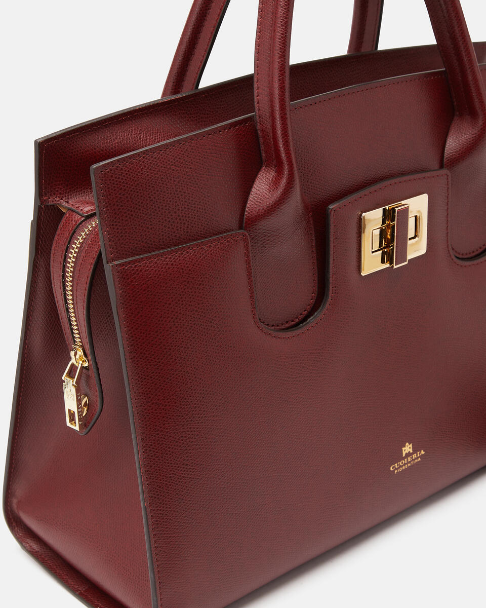 Bella large tote bag con accessorio metallo Bordeaux  - Tote Bag - Borse Donna - Borse - Cuoieria Fiorentina