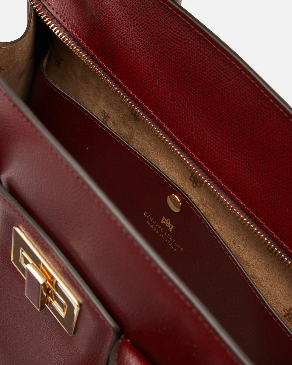 Bella large tote bag con accessorio metallo Bordeaux  - Tote Bag - Borse Donna - Borse - Cuoieria Fiorentina