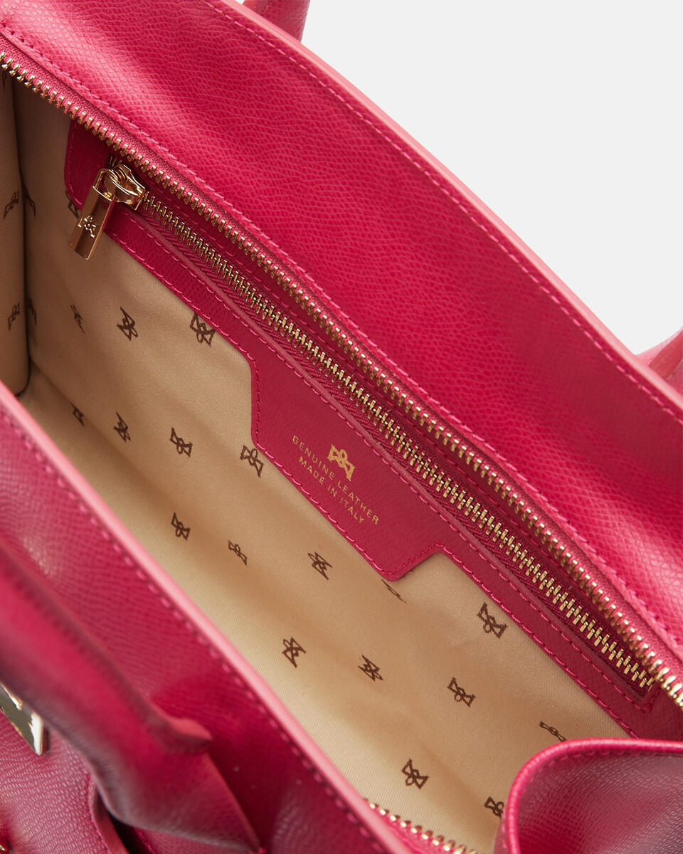 Bella medium tote bag con accessorio metallo Fucsia  - Tote Bag - Borse Donna - Borse - Cuoieria Fiorentina