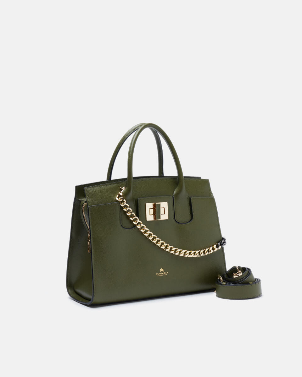 Bella medium tote bag con accessorio metallo MILITARE  - Tote Bag - Borse Donna - Borse - Cuoieria Fiorentina