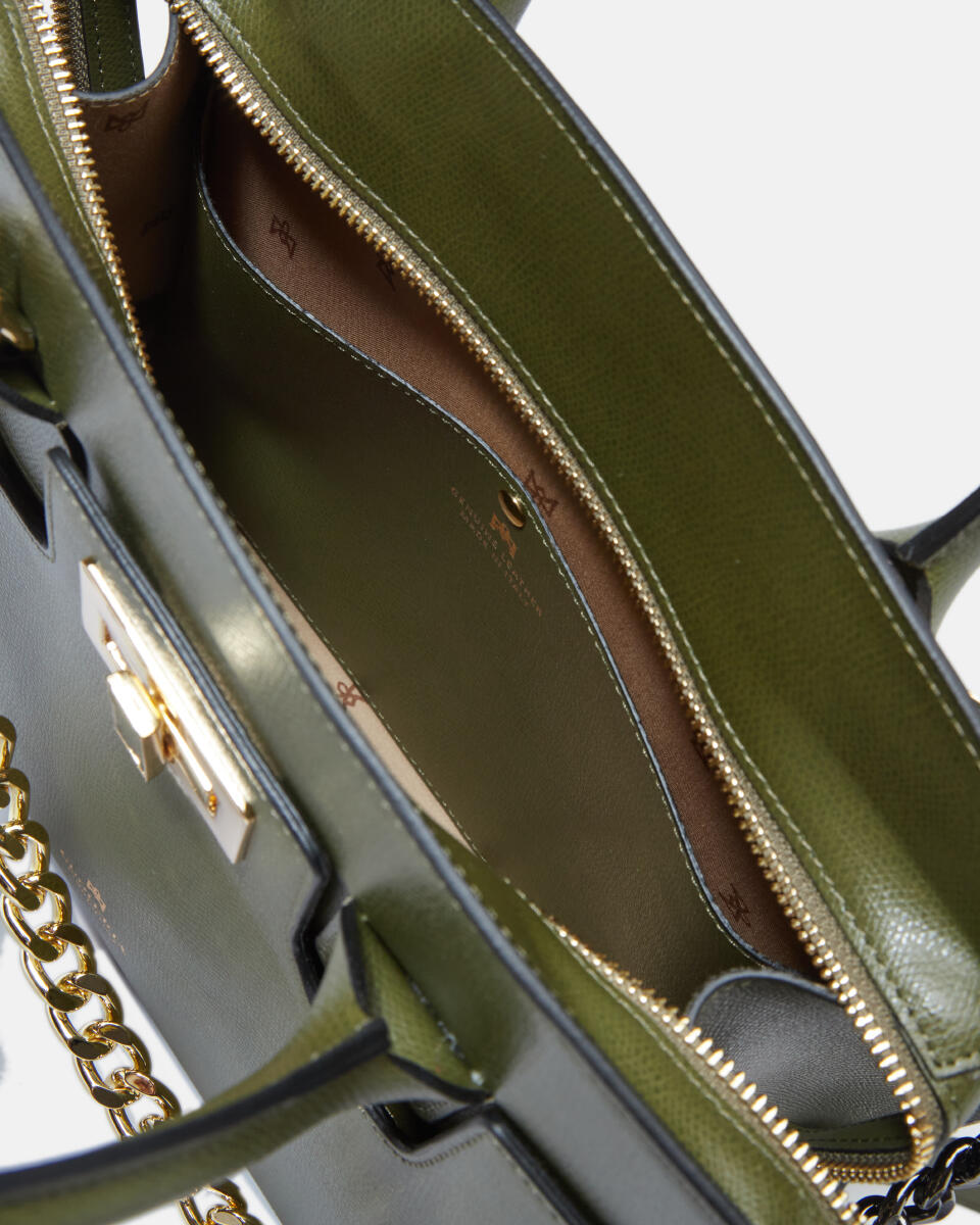 Bella medium tote bag con accessorio metallo MILITARE  - Tote Bag - Borse Donna - Borse - Cuoieria Fiorentina