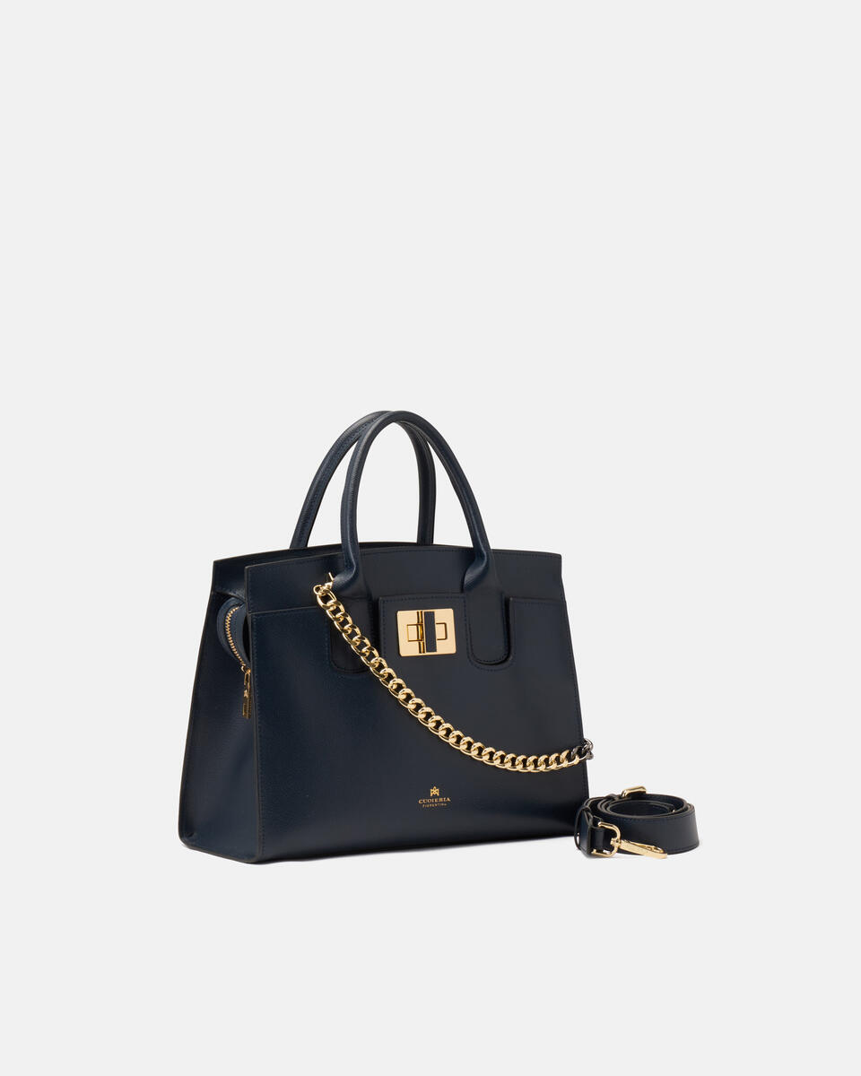 Bella medium tote bag con accessorio metallo Navy  - Cuoieria Fiorentina