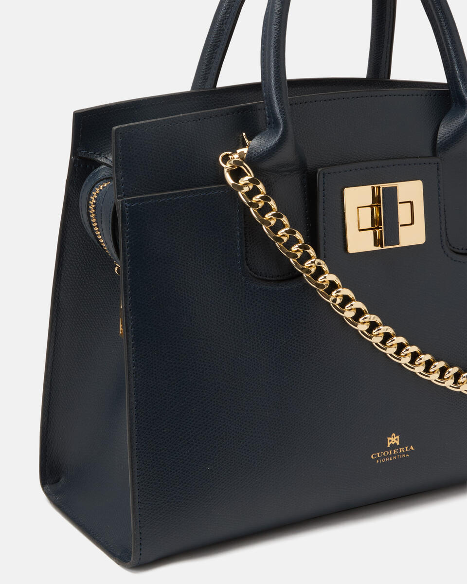 Bella medium tote bag con accessorio metallo Navy  - Cuoieria Fiorentina