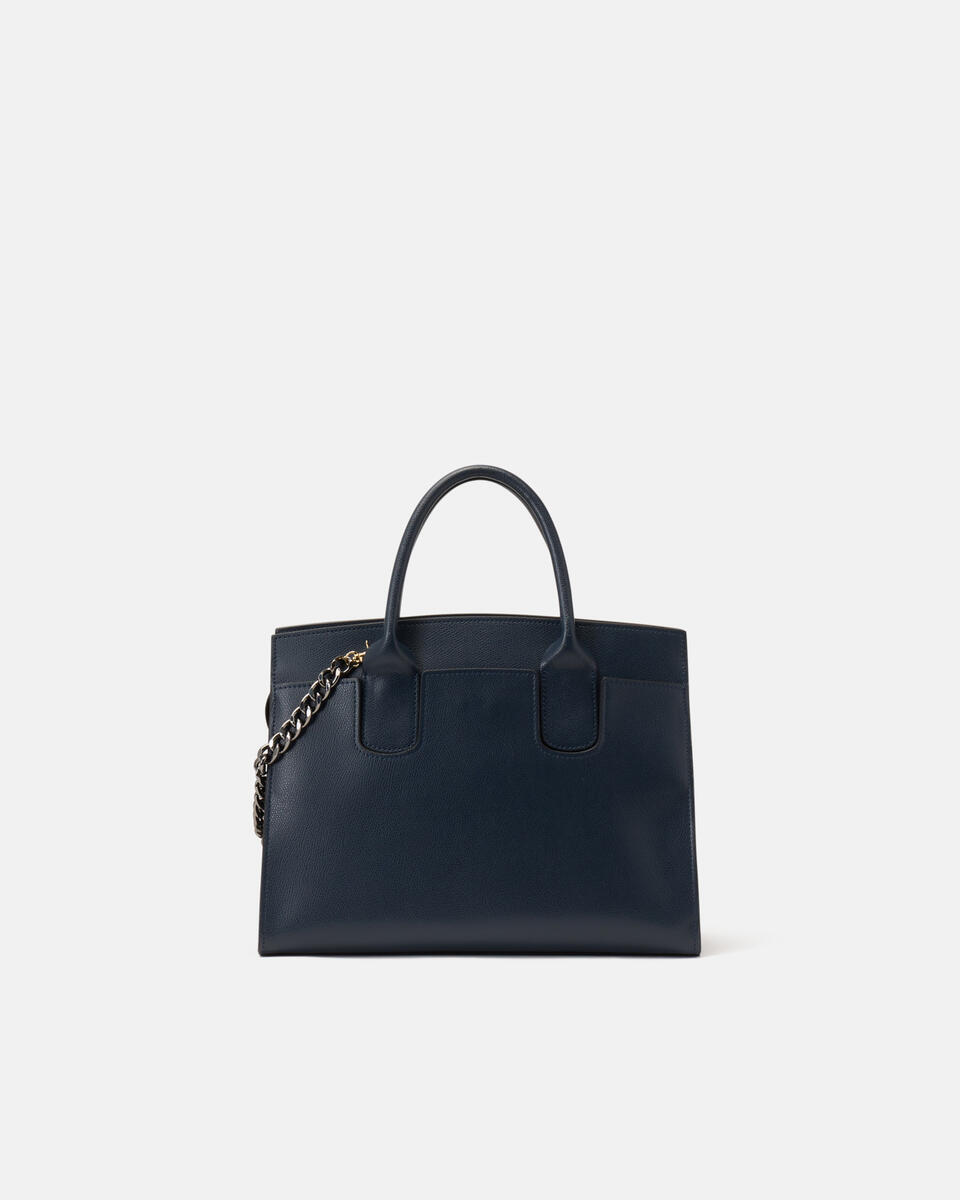 Bella medium tote bag con accessorio metallo Navy  - Cuoieria Fiorentina
