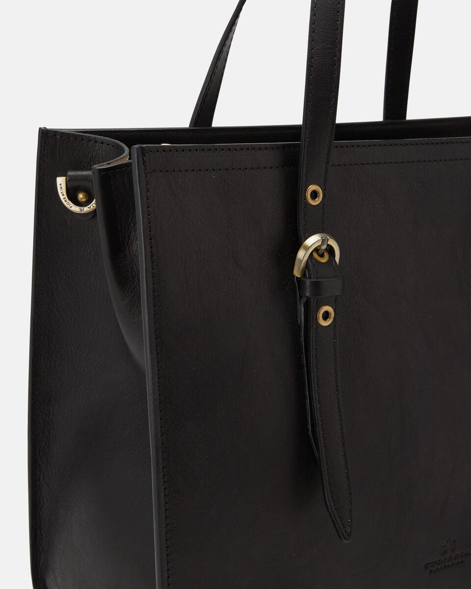 Eva Medium Shopping Nero  - Tote Bag - Borse Donna - Borse - Cuoieria Fiorentina