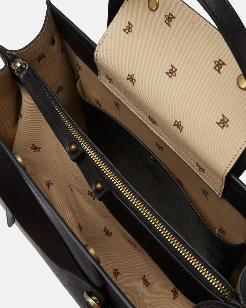 Eva Medium Shopping Nero  - Tote Bag - Borse Donna - Borse - Cuoieria Fiorentina