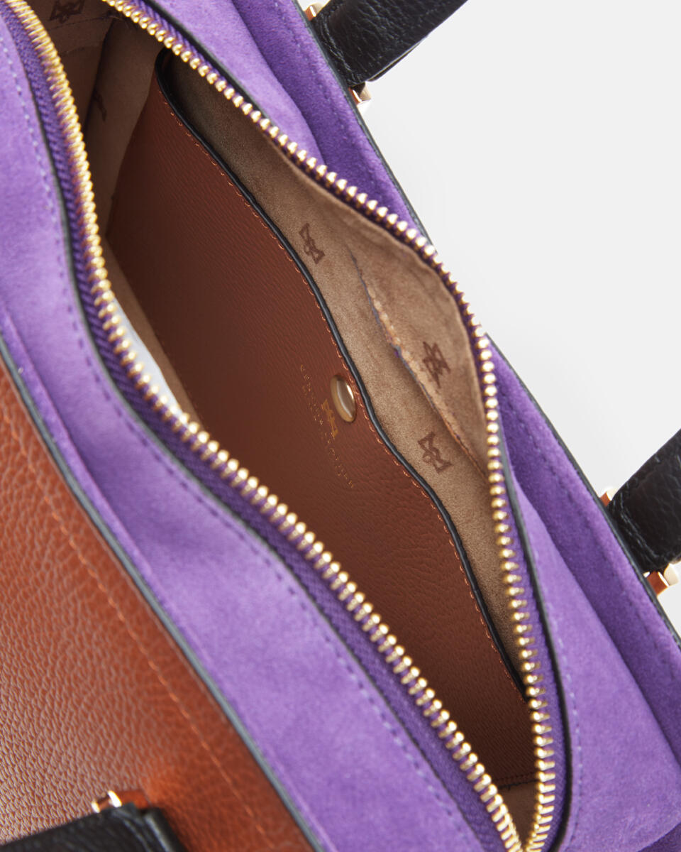 Duffle Caramelpurpleblack  - Tote Bag - Women's Bags - Bags - Cuoieria Fiorentina