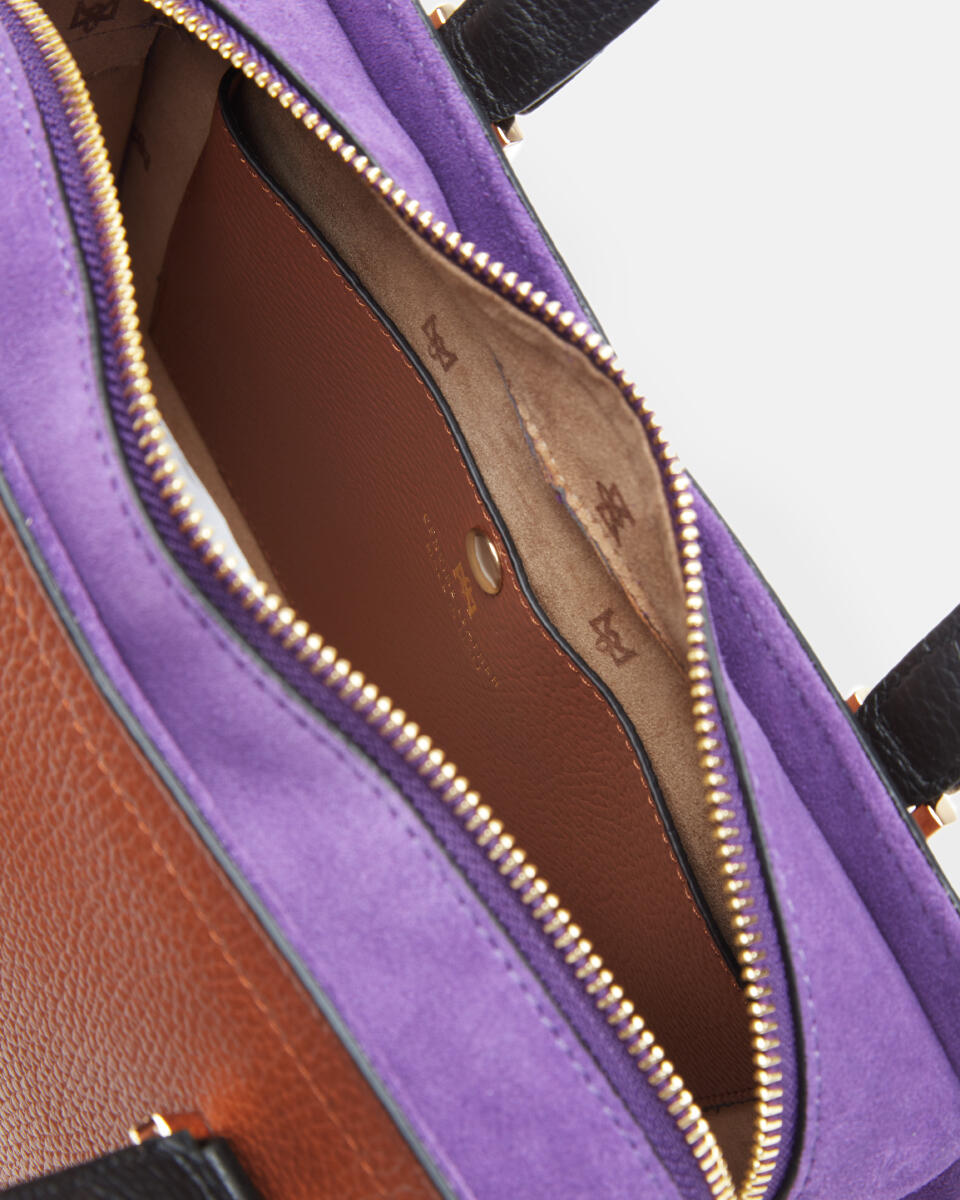 Duffle Victoria Dollaro Suede Caramelviolanero  - Tote Bag - Borse Donna - Borse - Cuoieria Fiorentina