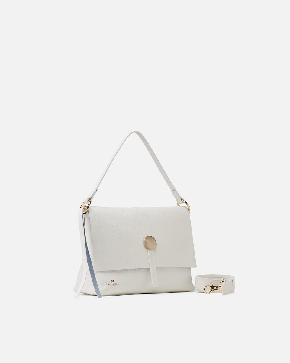 Iris Large Flap bag dollaro double Bianco  - Borse A Spalla - Borse Donna - Borse - Cuoieria Fiorentina