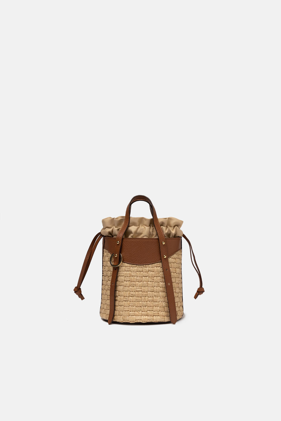 Amber Small bucket pelle e paglia Caramel  - Tote Bag - Borse Donna - Borse - Cuoieria Fiorentina