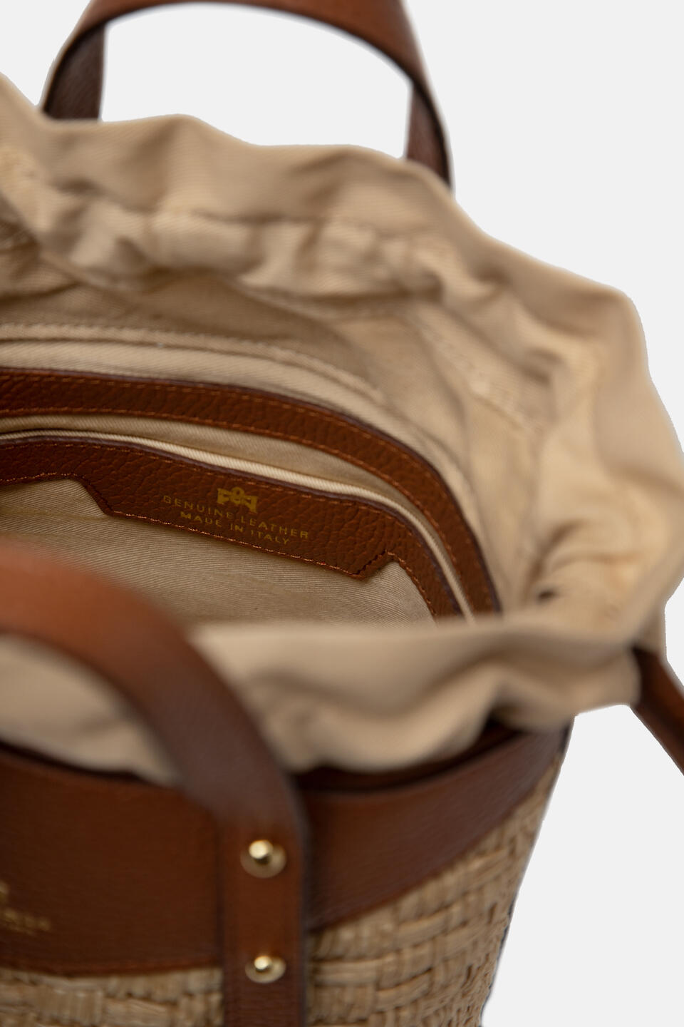 Amber Small bucket pelle e paglia Caramel  - Tote Bag - Borse Donna - Borse - Cuoieria Fiorentina