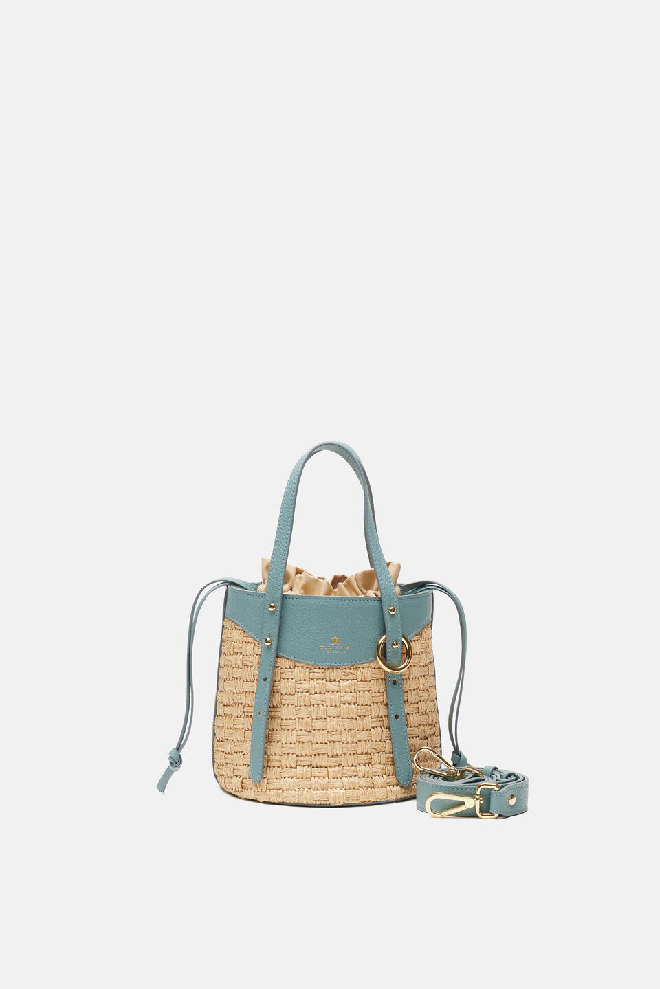Amber Small bucket pelle e paglia Carta zucchero  - Tote Bag - Borse Donna - Borse - Cuoieria Fiorentina