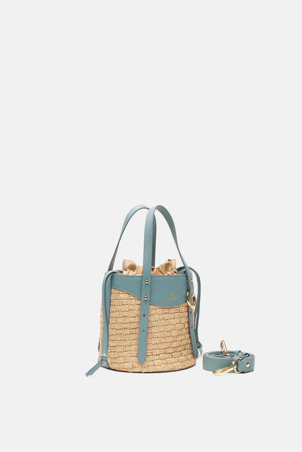 Amber Small bucket pelle e paglia Carta zucchero  - Tote Bag - Borse Donna - Borse - Cuoieria Fiorentina