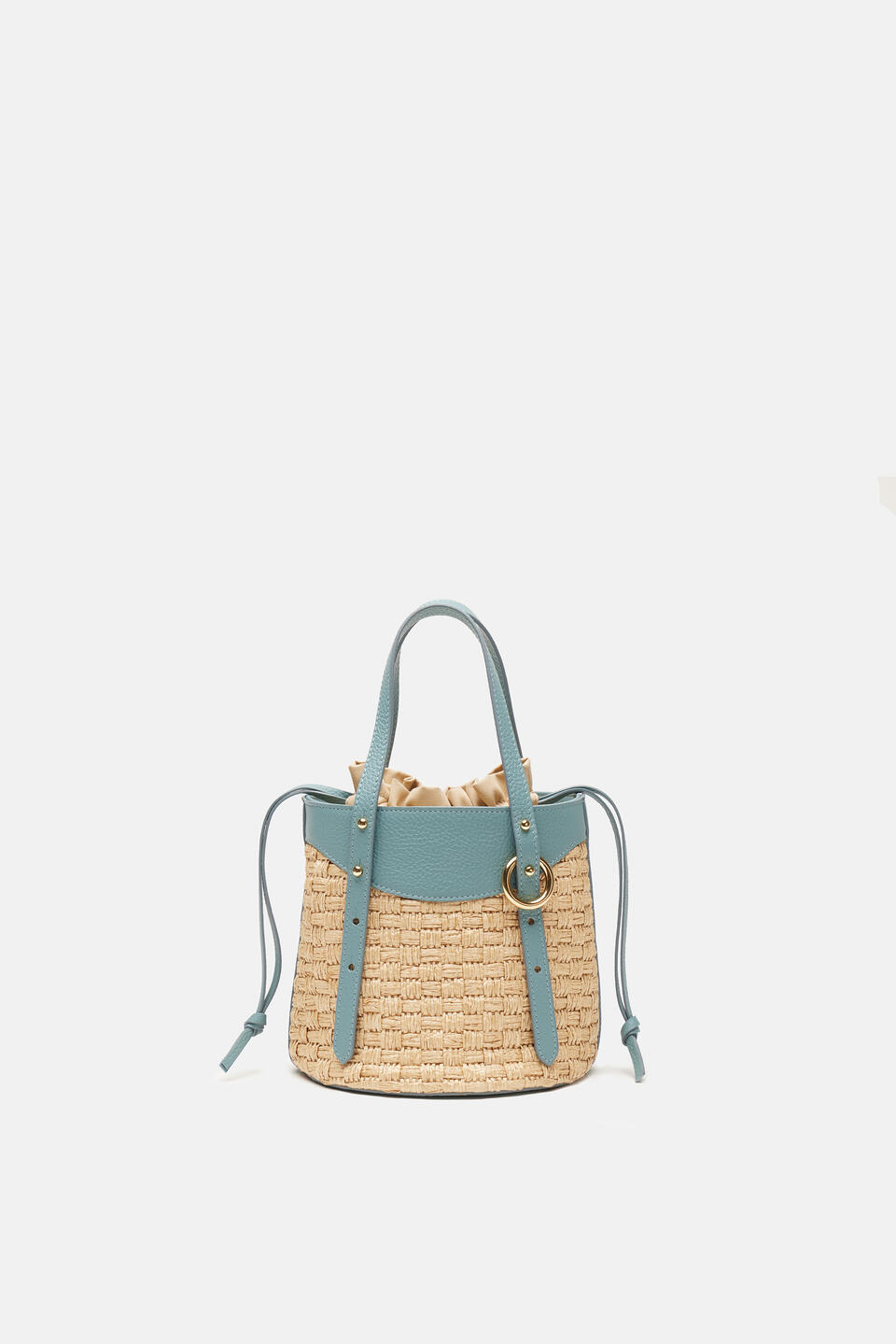Amber Small bucket pelle e paglia Carta zucchero  - Tote Bag - Borse Donna - Borse - Cuoieria Fiorentina