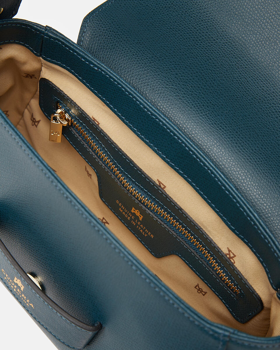 Small flap bag Petrol  - Messenger Bags - Women's Bags - Bags - Cuoieria Fiorentina