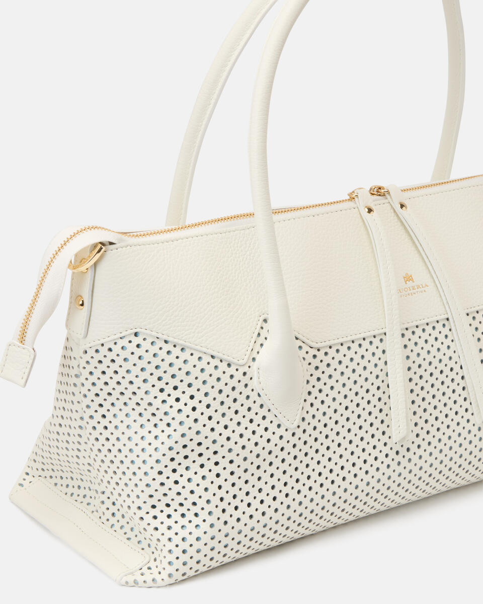 Holly Large tote Dollaro Traforato Bianco  - Cuoieria Fiorentina