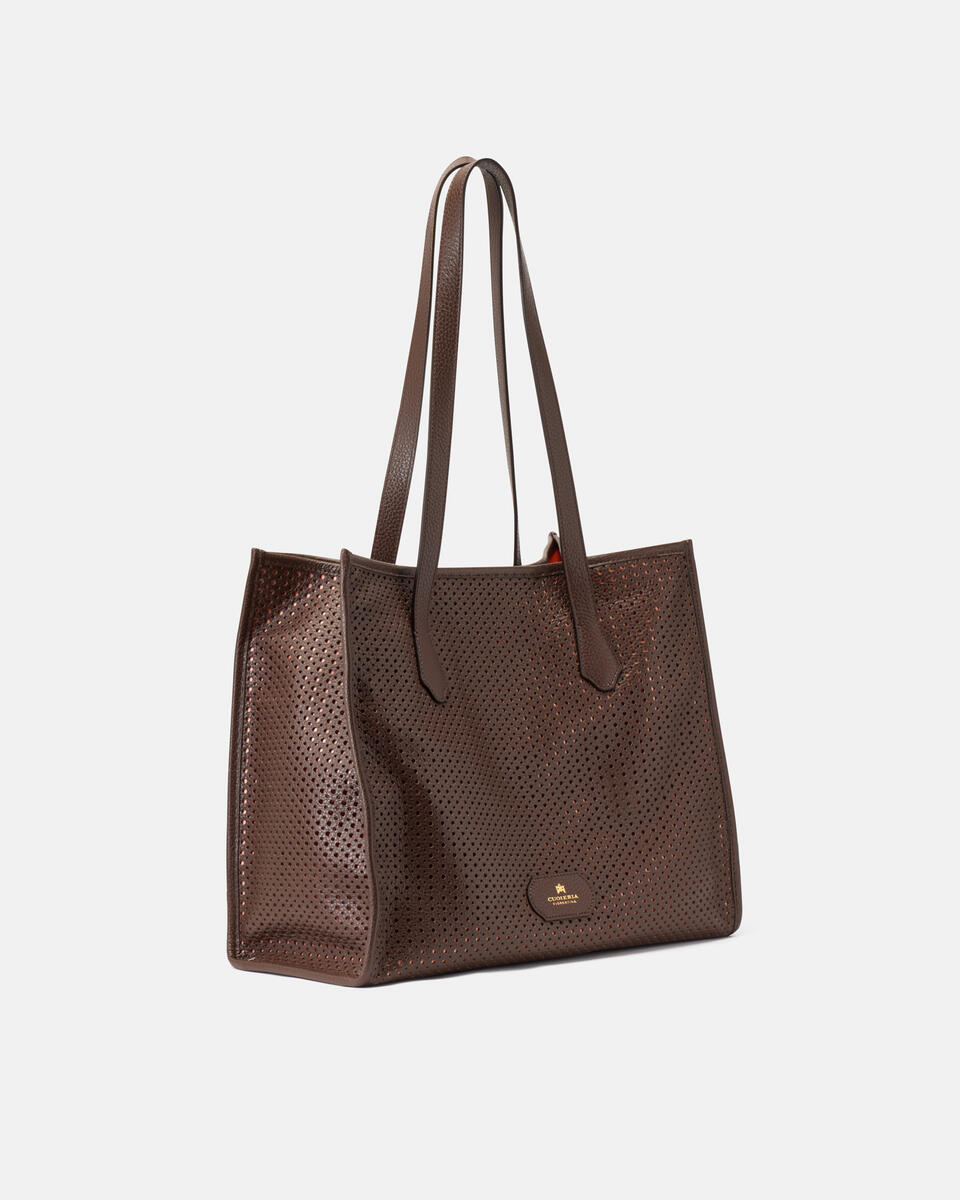Dora shopping dollaro traforato Cioccolato  - Shopping - Borse Donna - Borse - Cuoieria Fiorentina