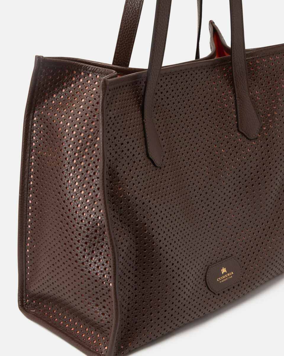 Dora shopping dollaro traforato Cioccolato  - Shopping - Borse Donna - Borse - Cuoieria Fiorentina