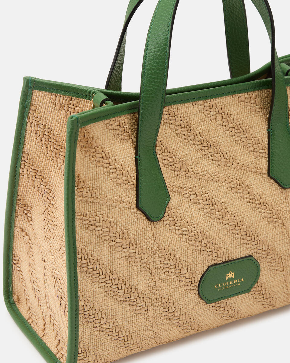 Dora medium tote rafia e pelle Aloe  - Tote Bag - Borse Donna - Borse - Cuoieria Fiorentina