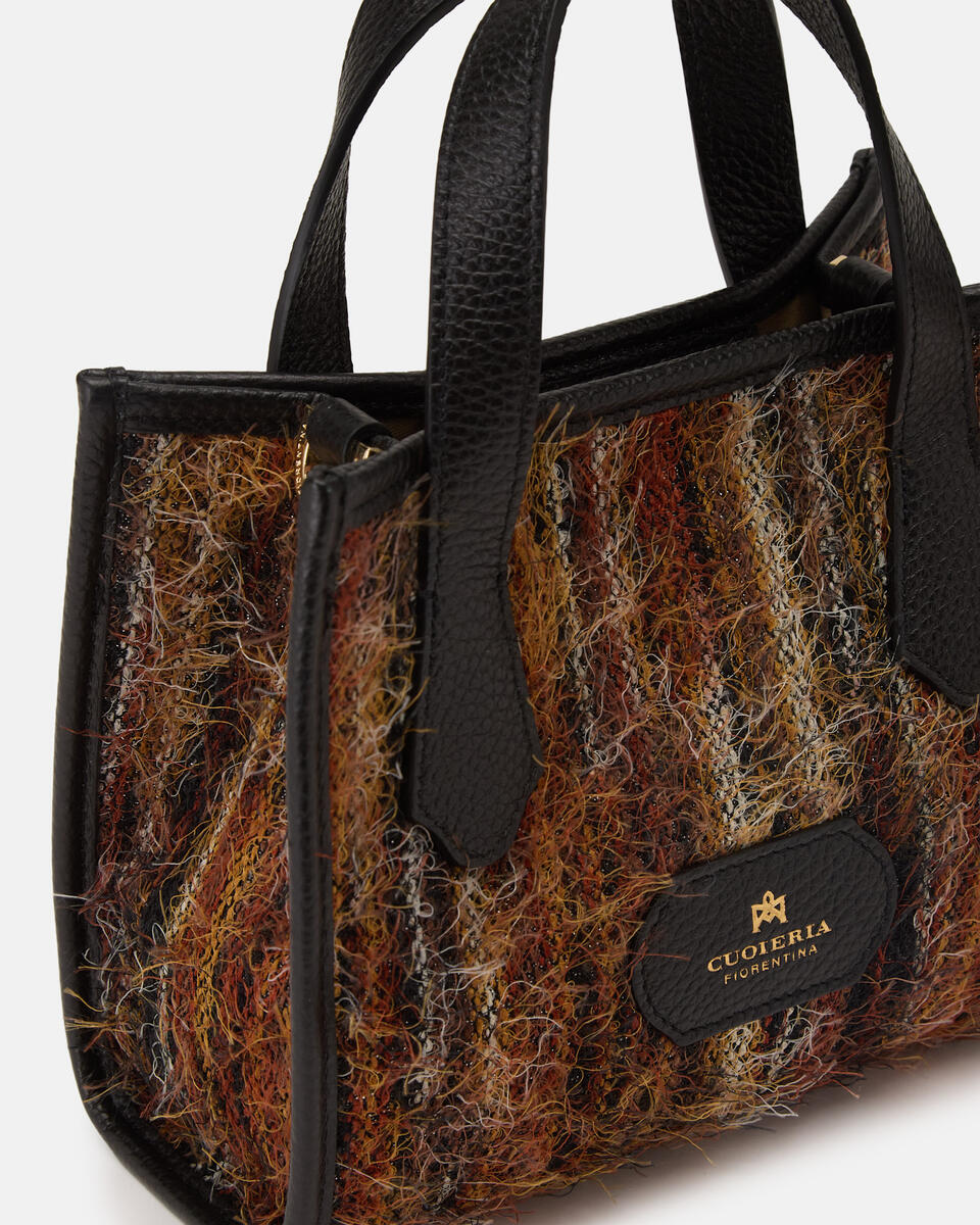 Dora small tote in Tessuto Rococò Nero  - Tote Bag - Borse Donna - Borse - Cuoieria Fiorentina