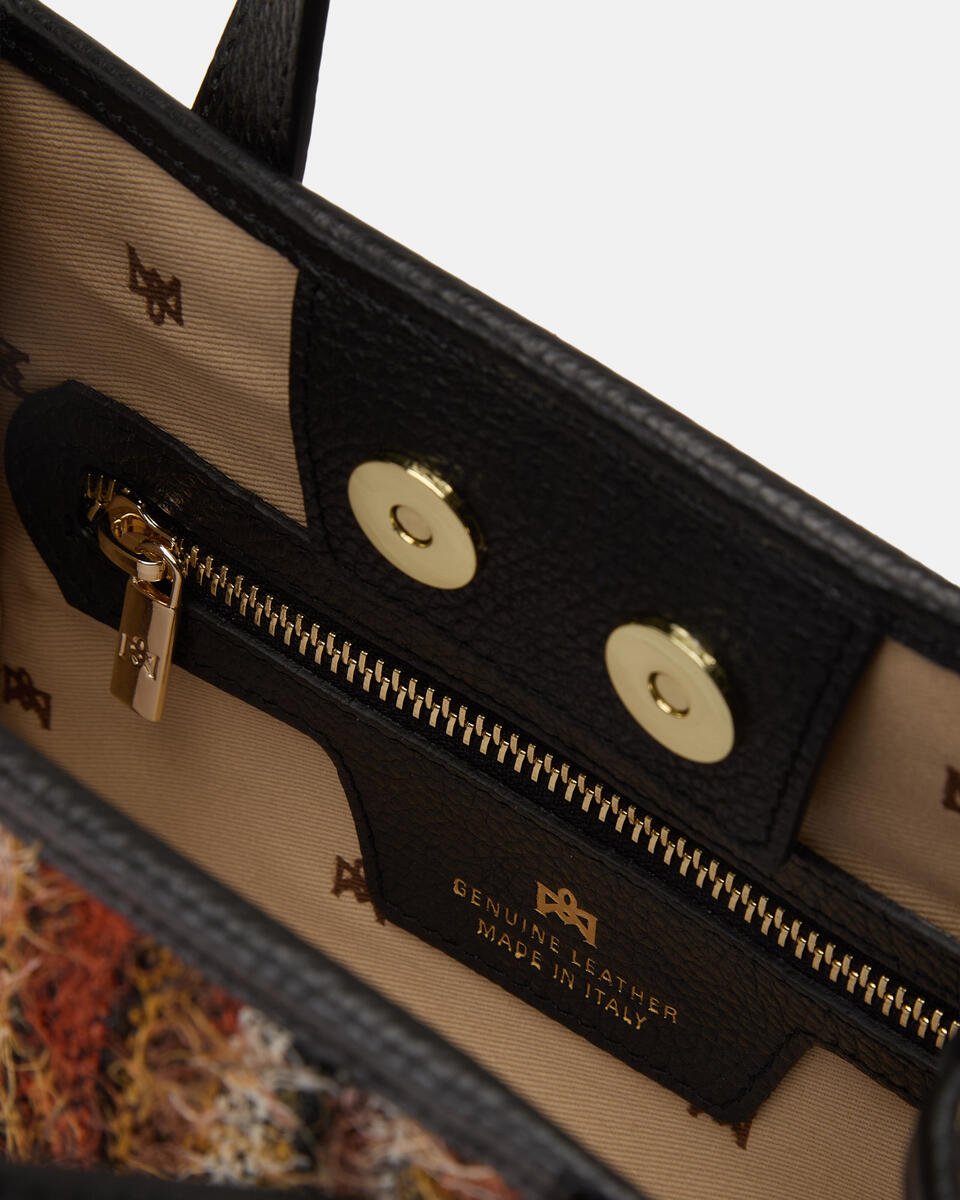 Dora small tote in Tessuto Rococò Nero  - Tote Bag - Borse Donna - Borse - Cuoieria Fiorentina