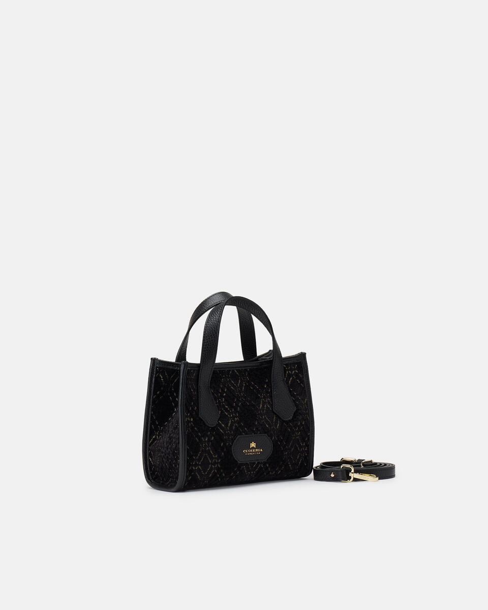 Dora small tote in Tessuto Jacquard Nero  - Tote Bag - Borse Donna - Borse - Cuoieria Fiorentina