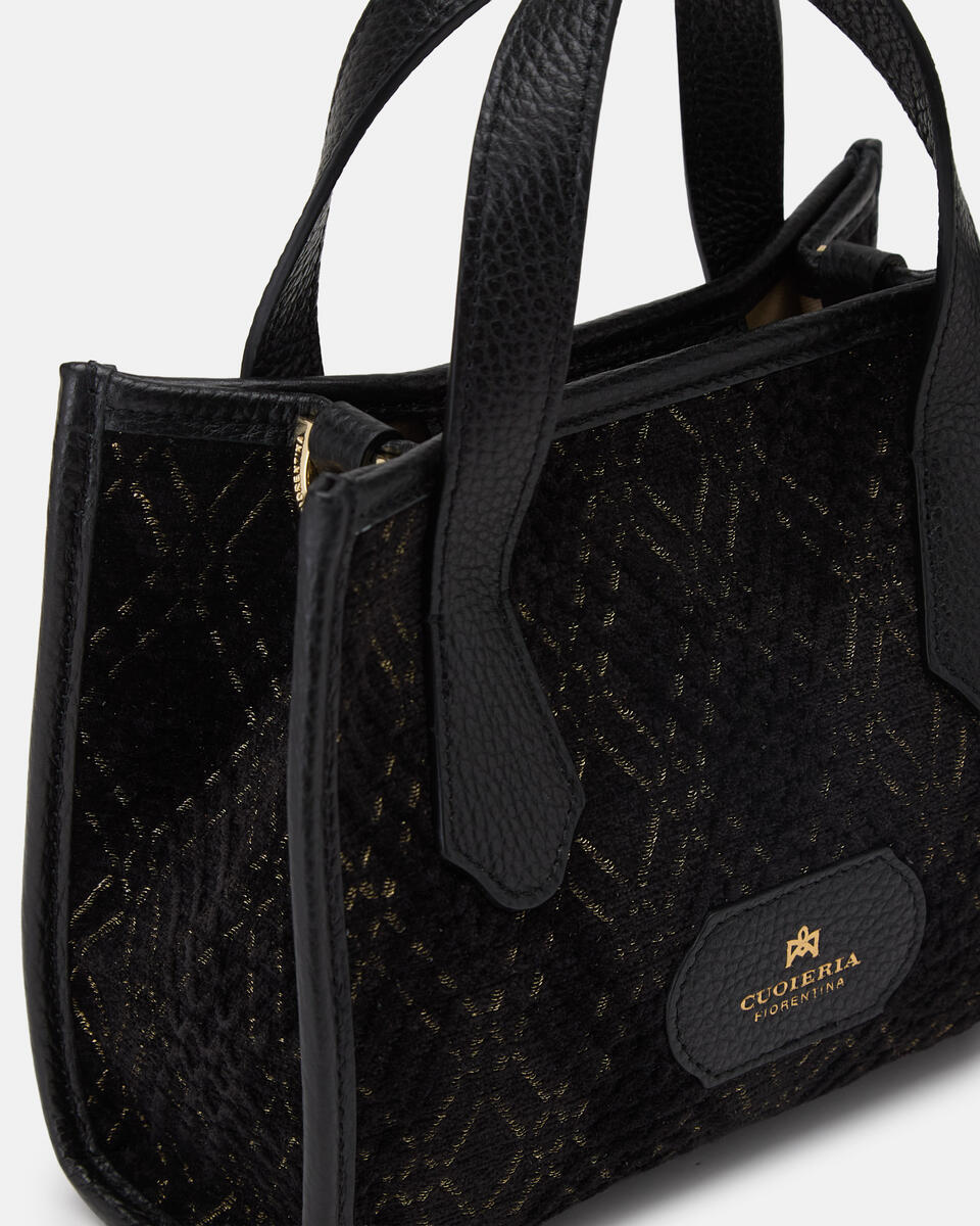 Dora small tote in Tessuto Jacquard Nero  - Tote Bag - Borse Donna - Borse - Cuoieria Fiorentina
