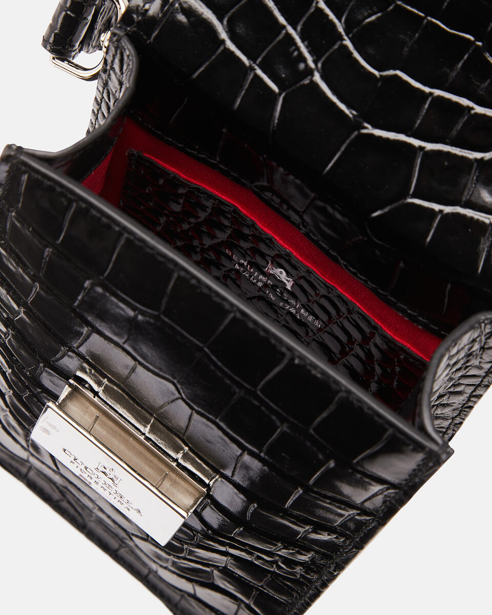 Penta mini clutch cocco Nero  - Porta Cellulare - Accessori Donna - Accessori - Cuoieria Fiorentina
