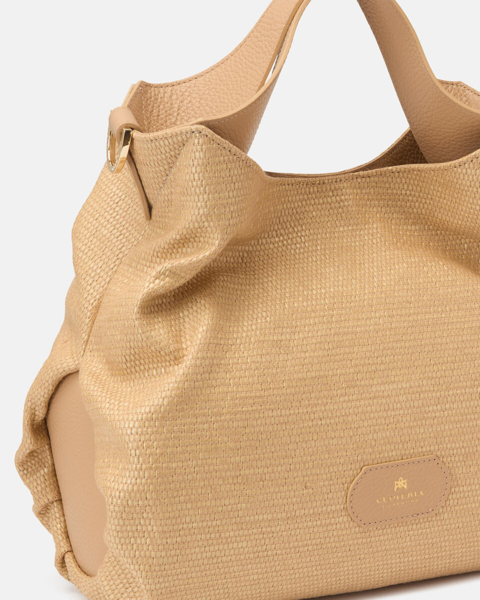 Gaia Tote Raffia Nude  - Cuoieria Fiorentina