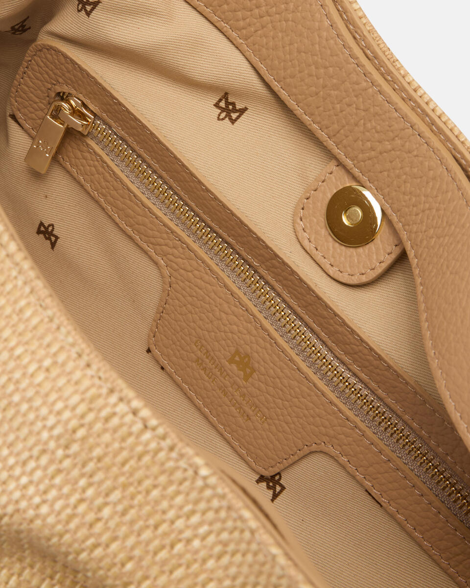 Gaia Tote Raffia Nude  - Cuoieria Fiorentina