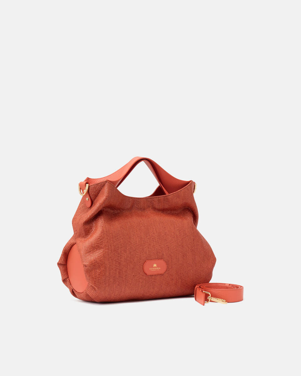 Gaia Tote Raffia Papaya  - Cuoieria Fiorentina