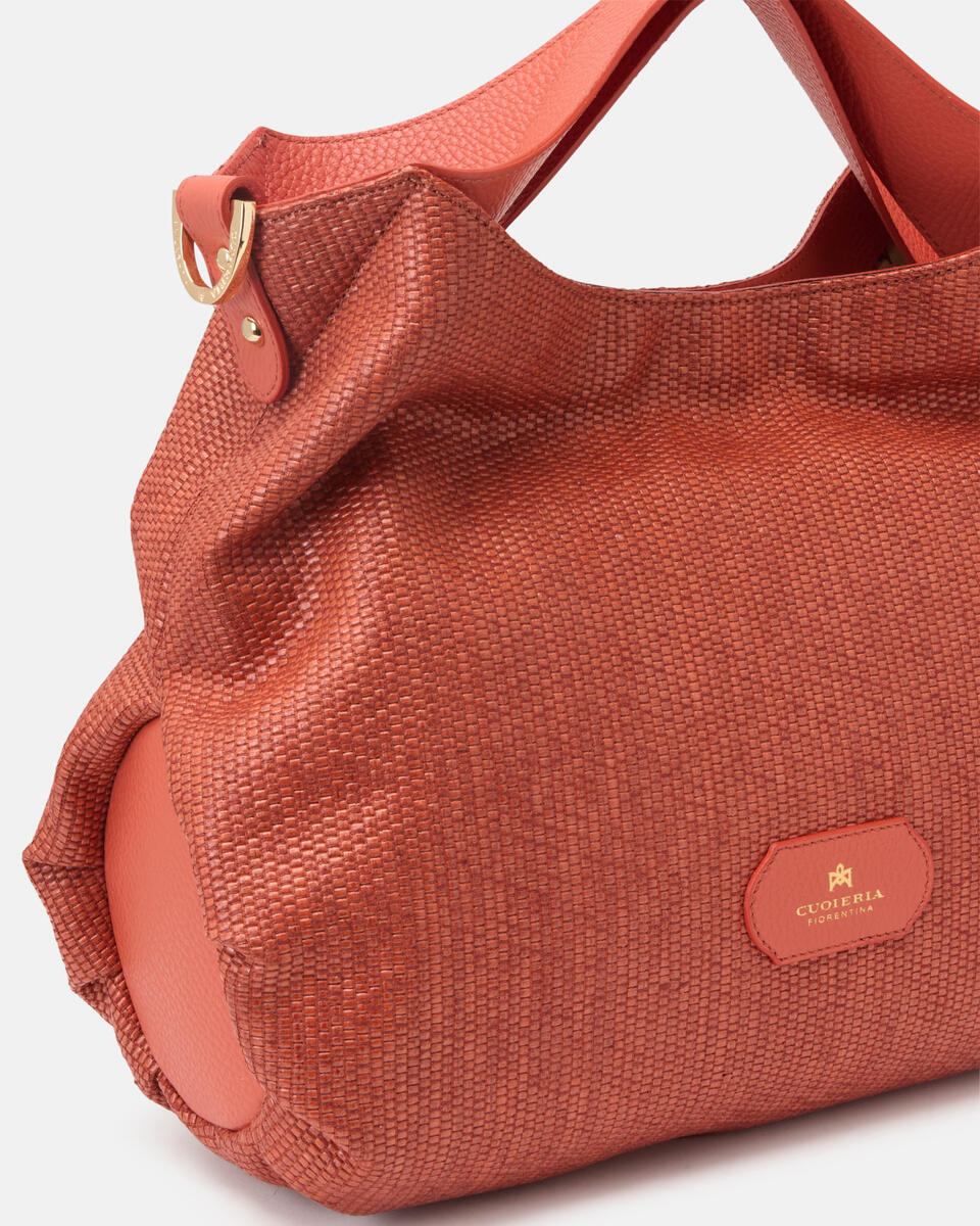 Gaia Tote Raffia Papaya  - Cuoieria Fiorentina