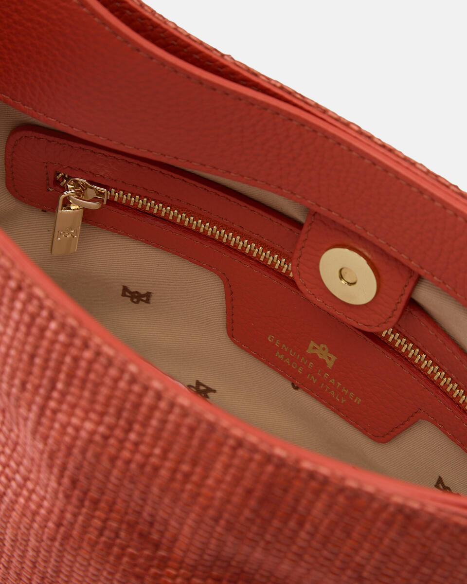 Gaia large bucket Raffia Papaya  - Secchiello - Borse Donna - Borse - Cuoieria Fiorentina
