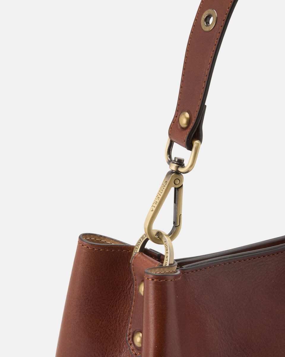 Eva small bucket Cuoio Marrone  - Secchiello - Borse Donna - Borse - Cuoieria Fiorentina