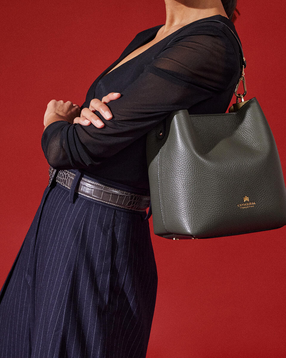 SMALL BUCKET BAG Navy  - Bucket Bags - Women's Bags - Bags - Cuoieria Fiorentina