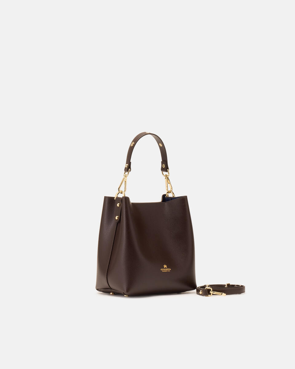 SMALL BUCKET BAG Dark brown  - Cuoieria Fiorentina