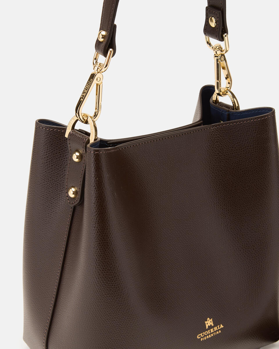 SMALL BUCKET BAG Dark brown  - Cuoieria Fiorentina