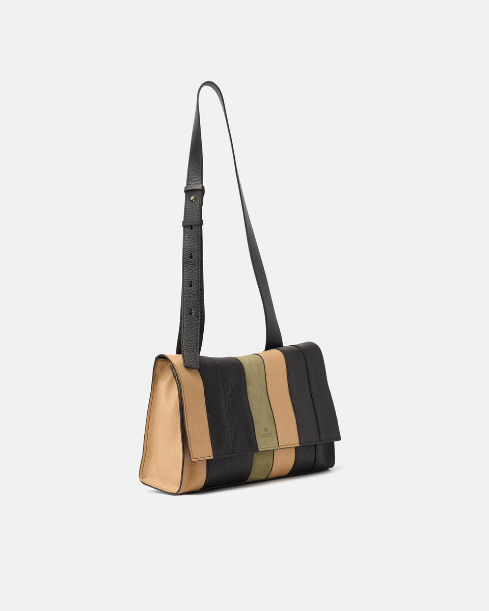 Patch Flap Bag Nero  - Messenger - Borse Donna - Borse - Cuoieria Fiorentina