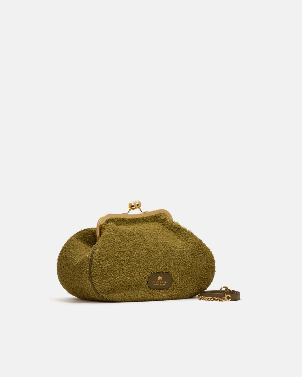 Joy clutch tessuto e pelle Bosco  - Cuoieria Fiorentina