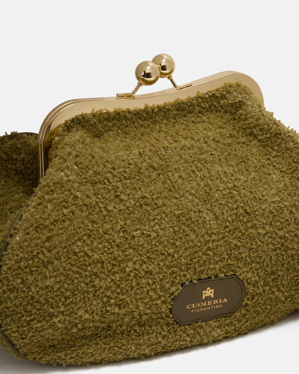Joy clutch tessuto e pelle Bosco  - Cuoieria Fiorentina