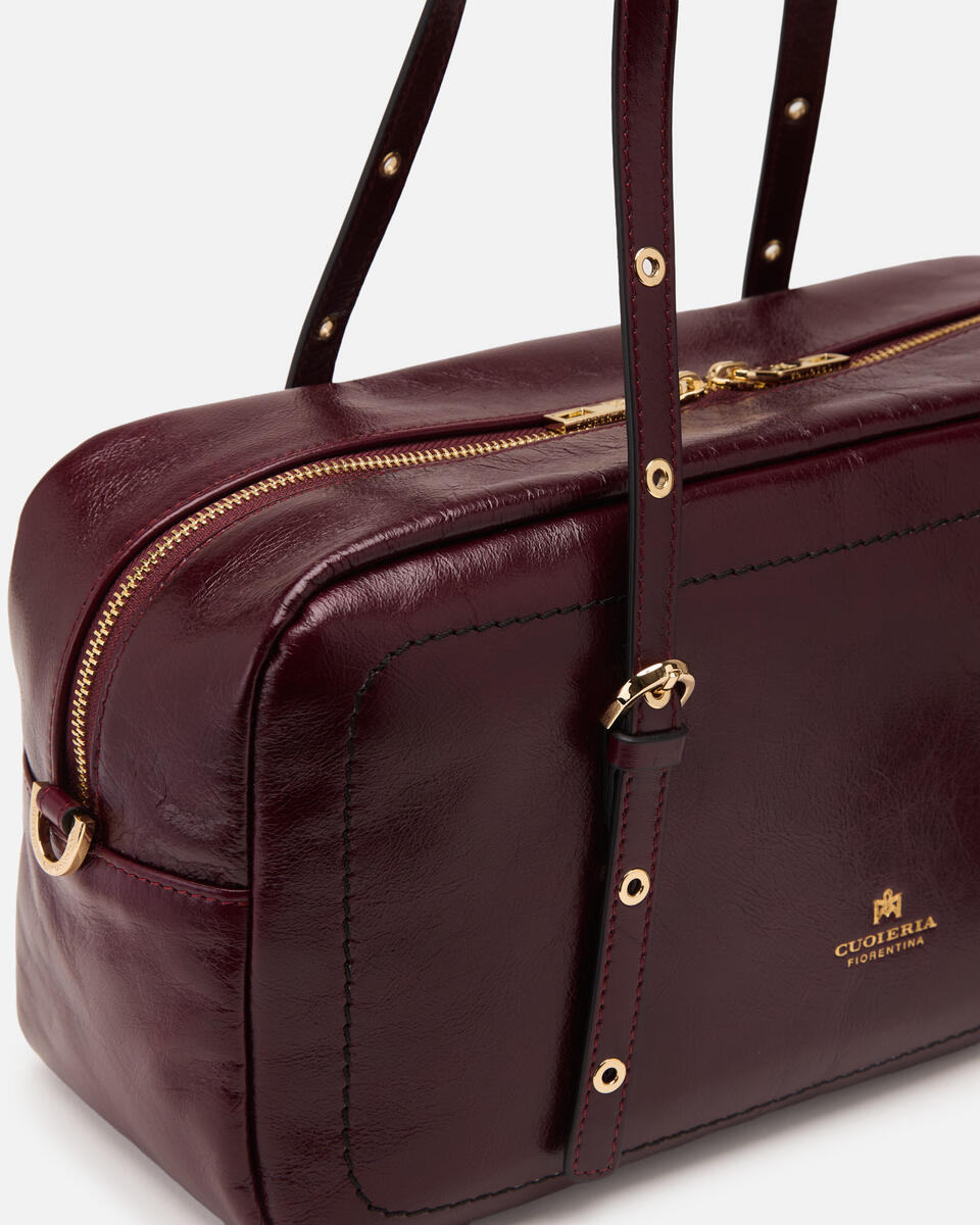 LARGE DUFFLE BAG Black cherry  - Cuoieria Fiorentina
