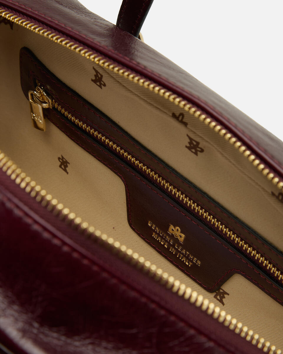 LARGE DUFFLE BAG Black cherry  - Cuoieria Fiorentina