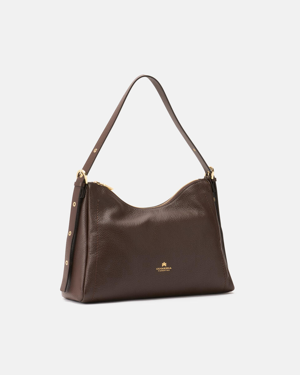 Eva soft squared hobo Cioccolato  - Borse A Spalla - Borse Donna - Borse - Cuoieria Fiorentina