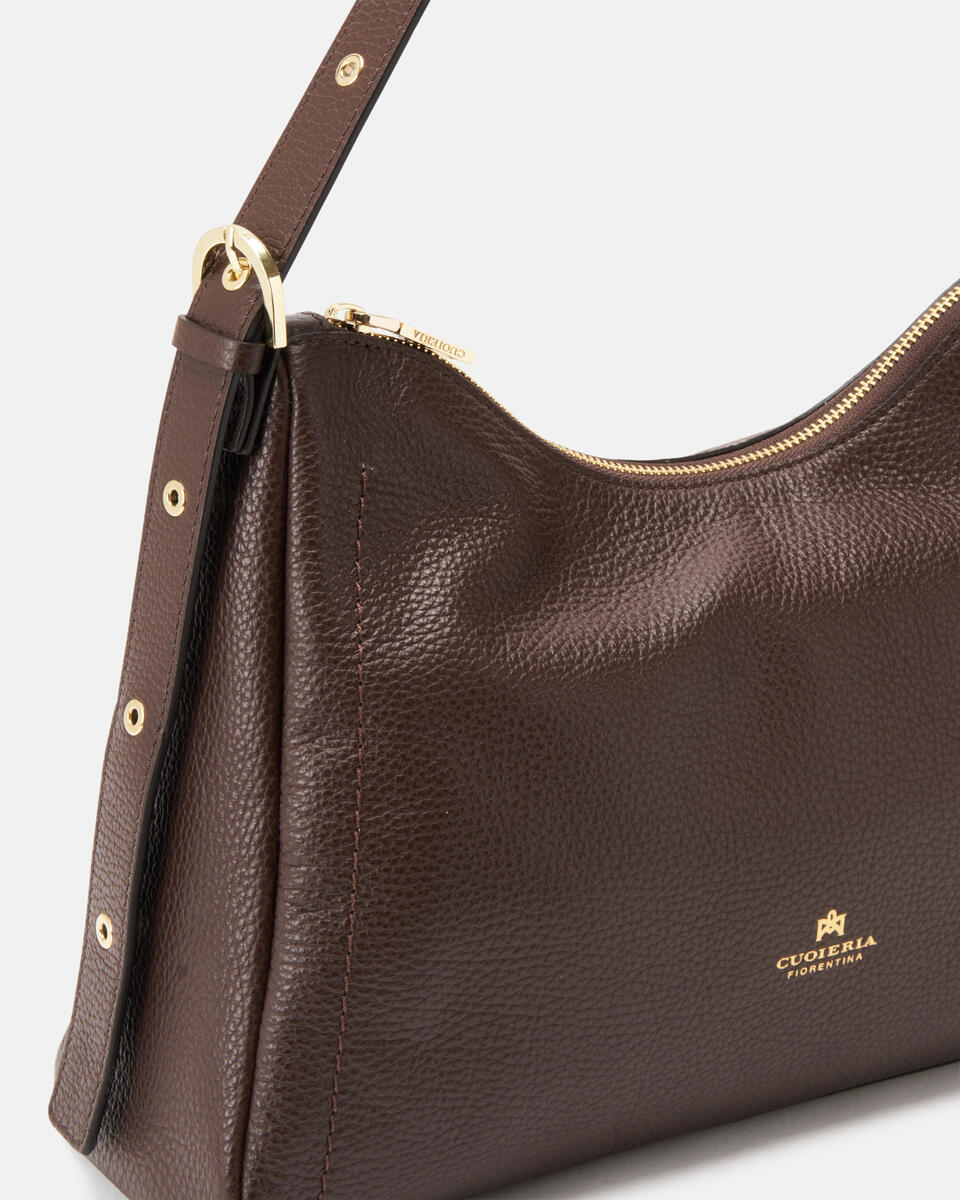 Eva soft squared hobo Cioccolato  - Borse A Spalla - Borse Donna - Borse - Cuoieria Fiorentina