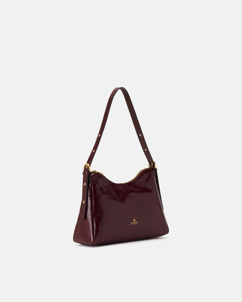 SQUARED HOBO BAG Black cherry  - Cuoieria Fiorentina