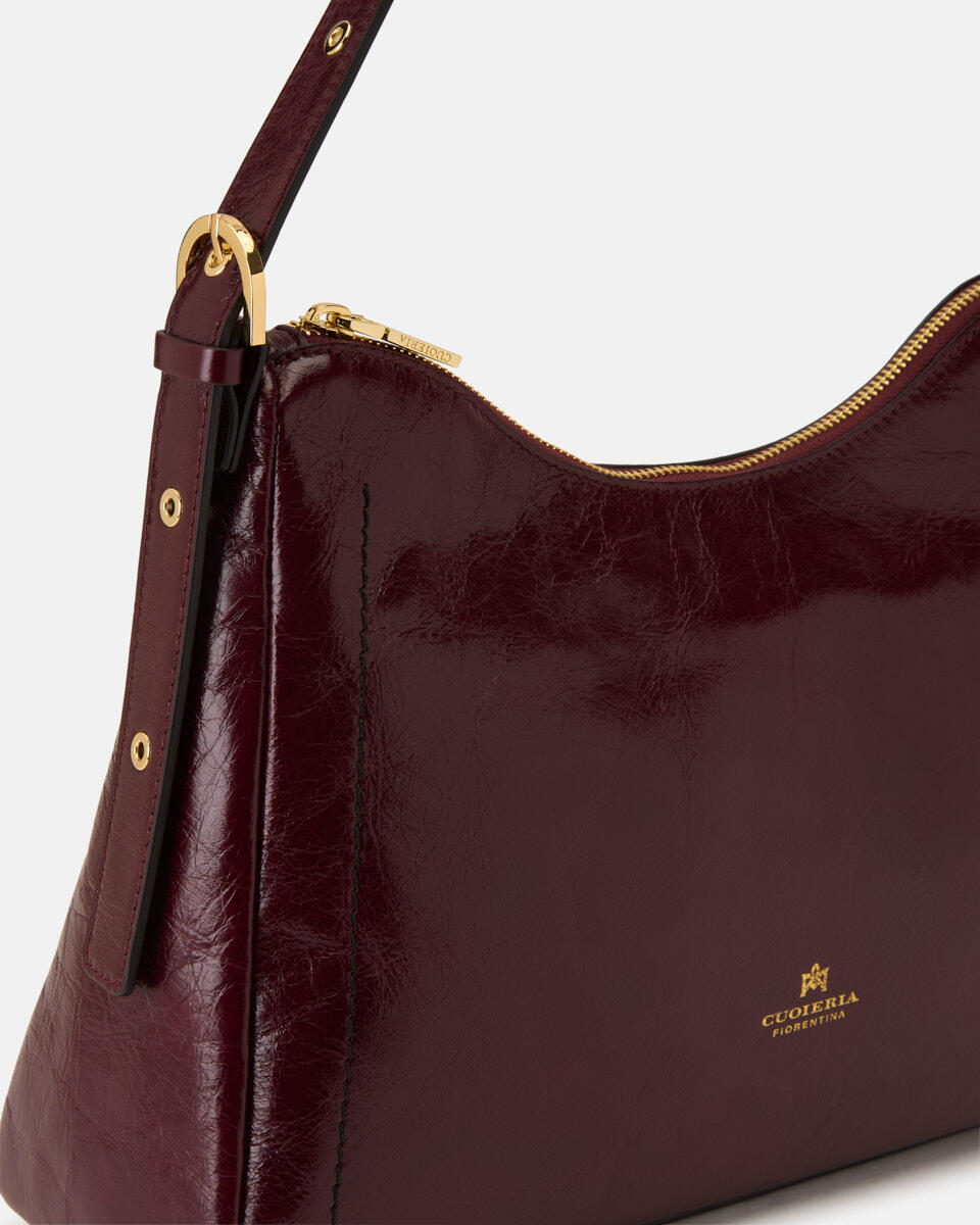 SQUARED HOBO BAG Black cherry  - Cuoieria Fiorentina