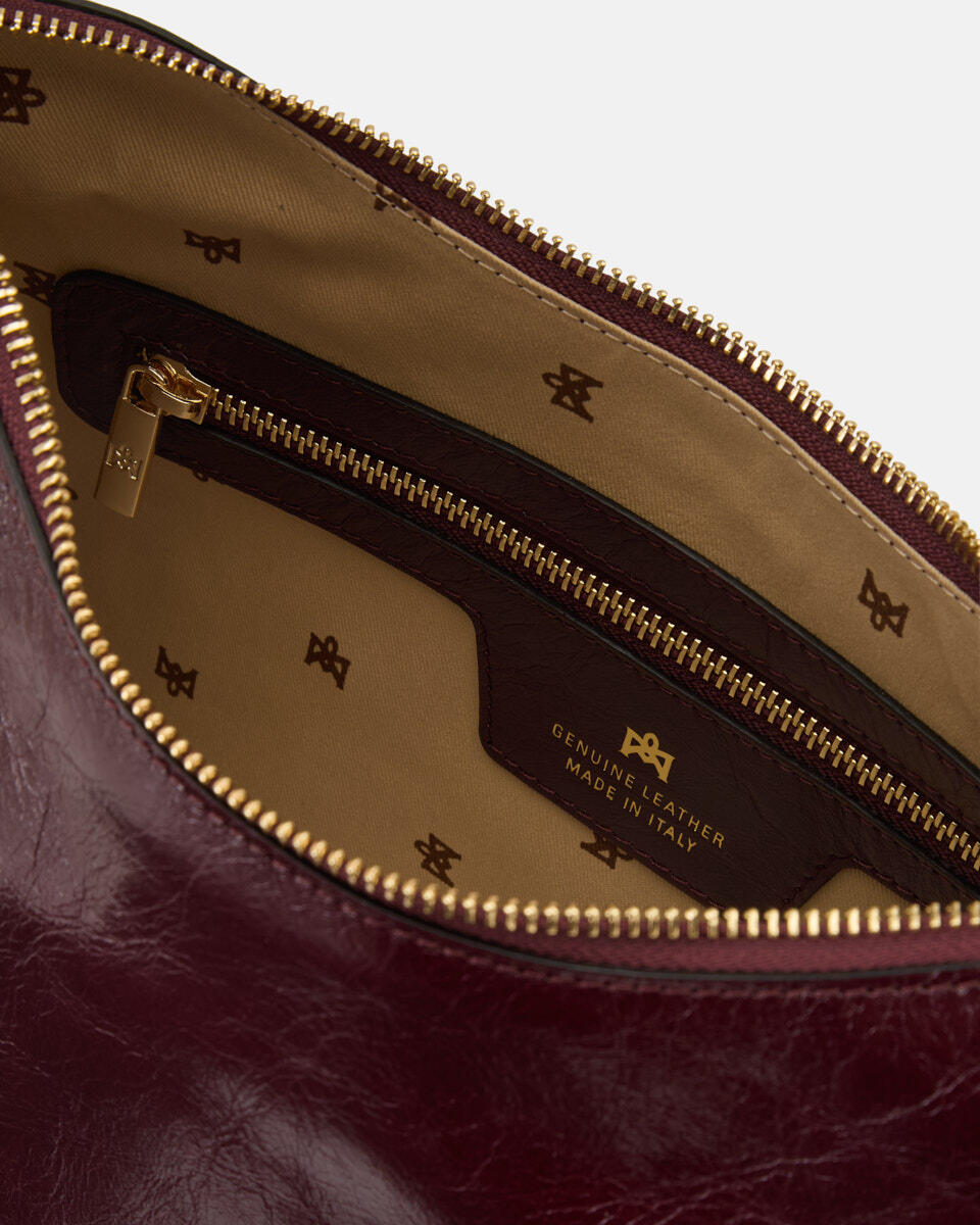 SQUARED HOBO BAG Black cherry  - Cuoieria Fiorentina