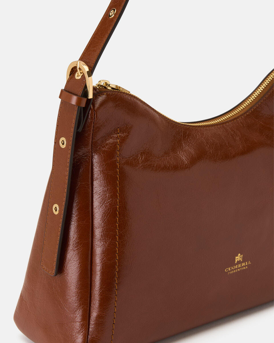 SQUARED HOBO BAG Caramel  - Cuoieria Fiorentina