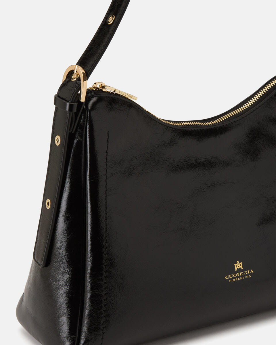 SQUARED HOBO BAG Black  - Cuoieria Fiorentina